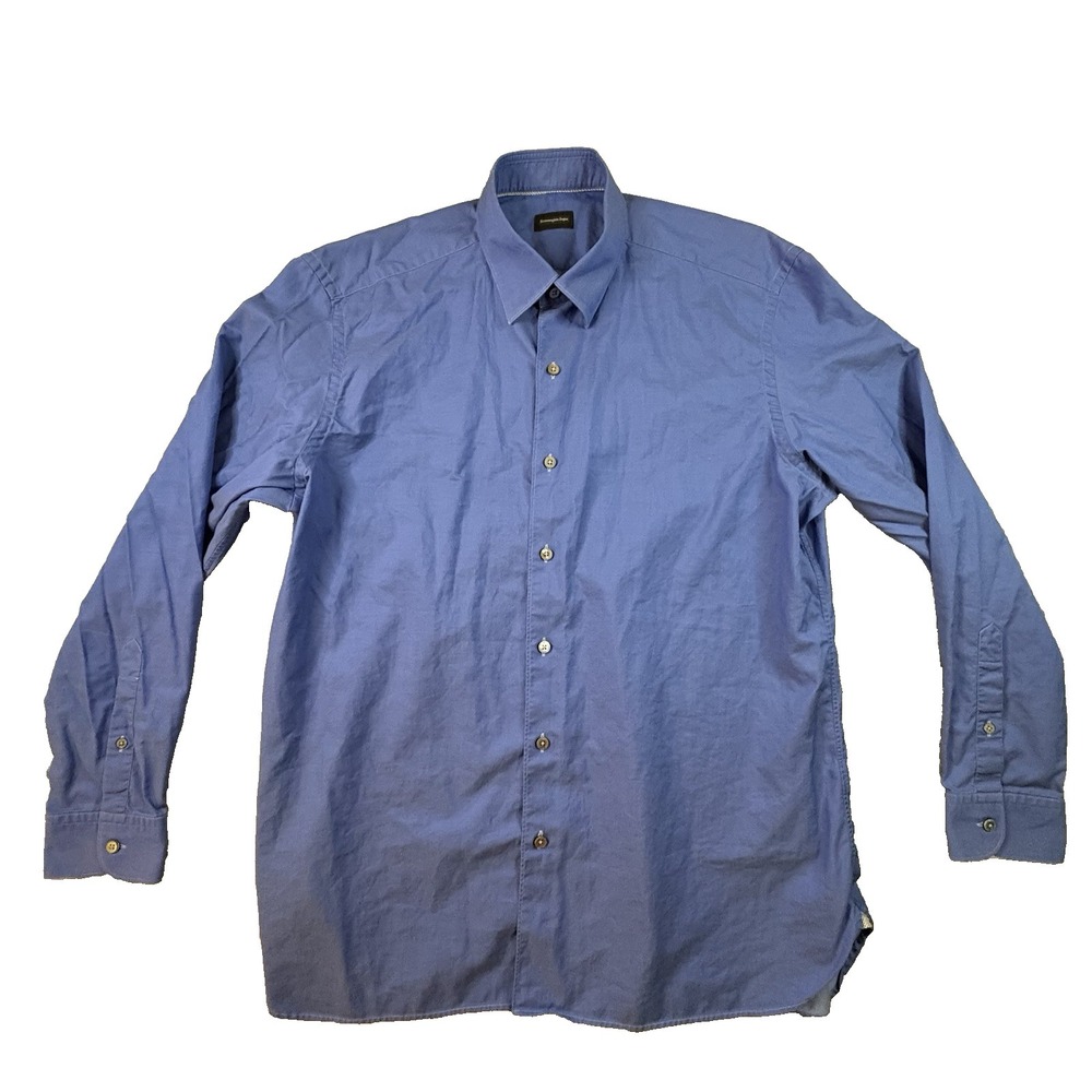 Ermenegildo Zegna Men's‎ 2XL Dress Shirt Blue LS SEE DESCRIPTION